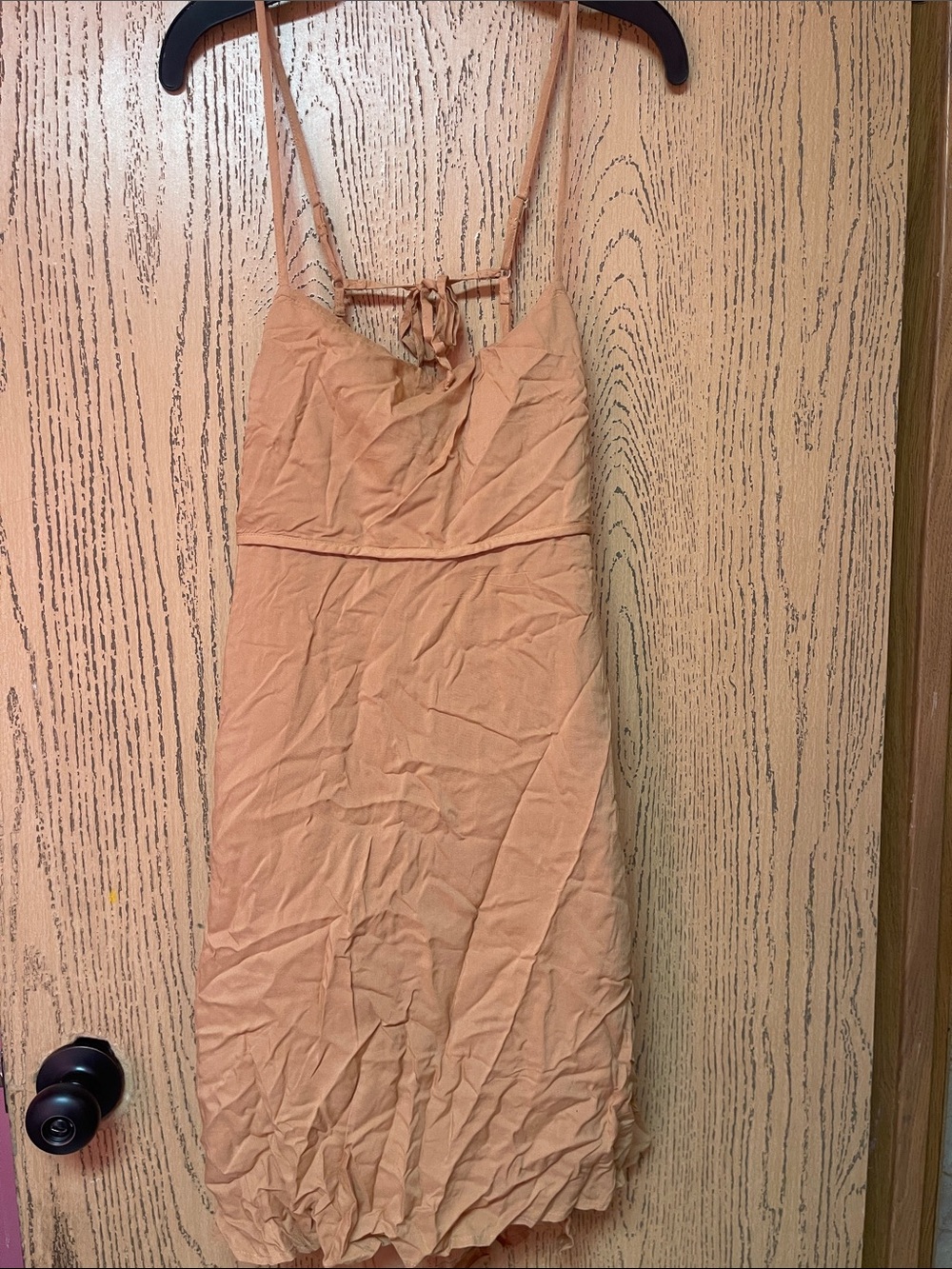 American Eagle Outfitters Peach/Tan Spaghetti-Strap Mini Dress